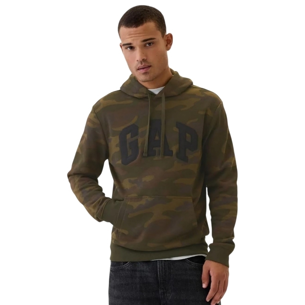 GAP | Men's Classic Logo Camoflague Printed Hoodie Sweatshirt (Size Large)